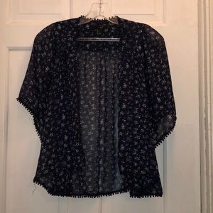 floral navy blue kimono